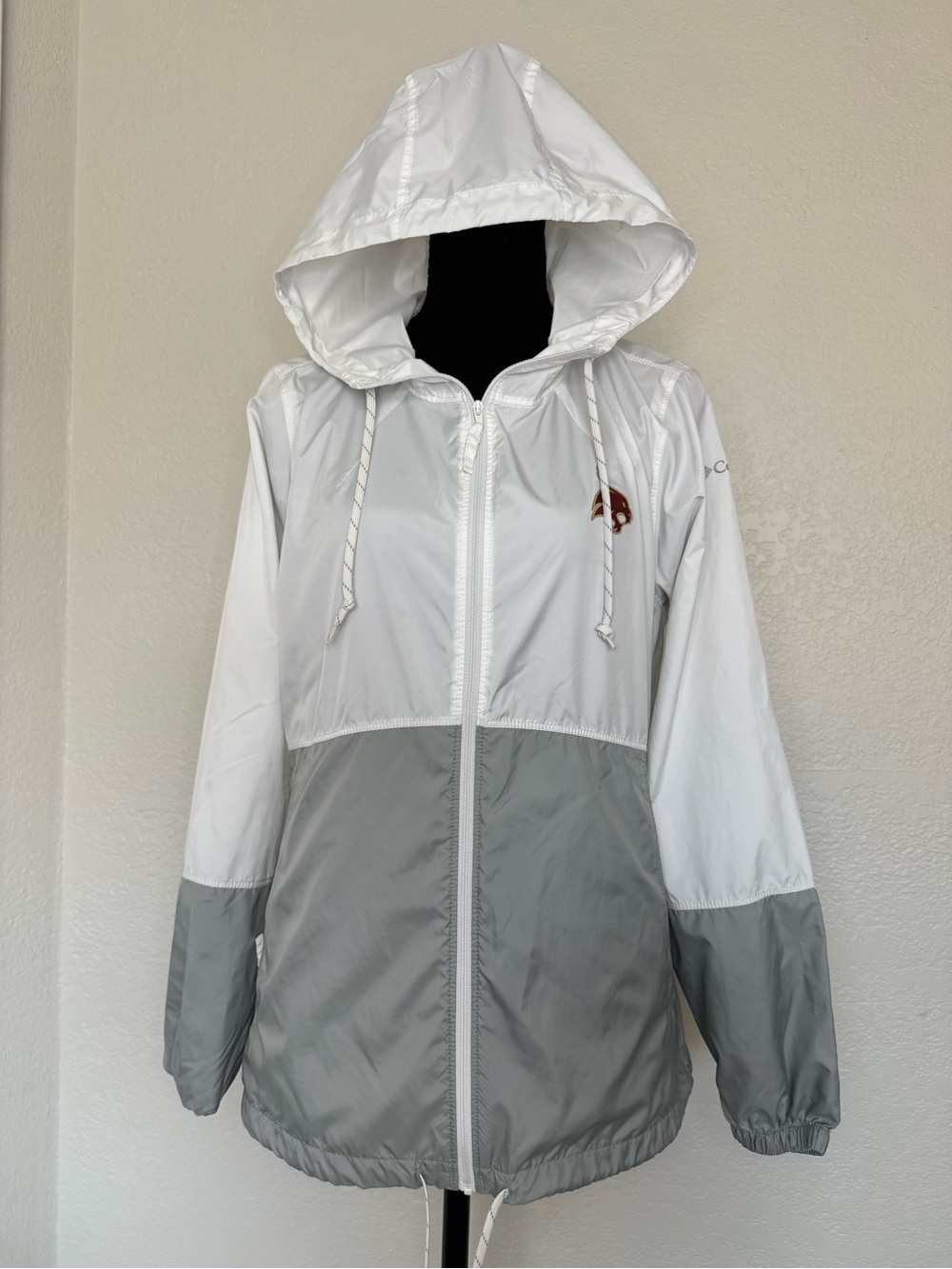 Columbia White & Light Gray Hooded Utility Jacket